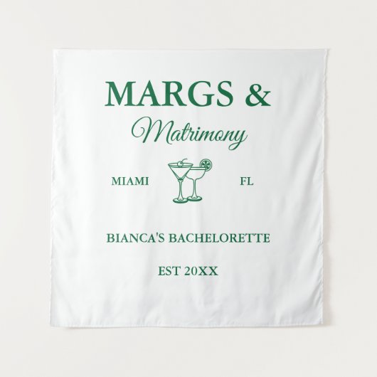 Margs en Matrimony Beach Bachelorette feest Wandkleed (Voorkant)