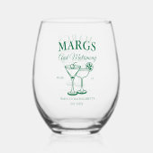 Margs en Matrimony Beach Bachelorette feest Wijnglas Zonder Voet (Voorkant)