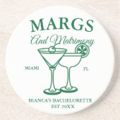 Margs en Matrimony Beach Bachelorette feest Zandsteen Onderzetter (Voorkant)