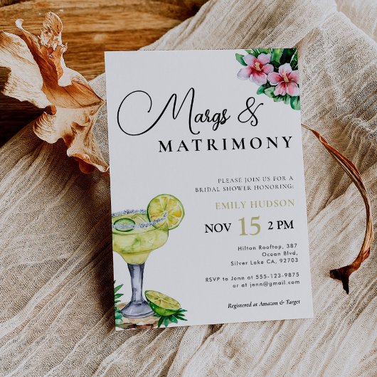 Margs en Matrimony bruids douche uitnodiging
