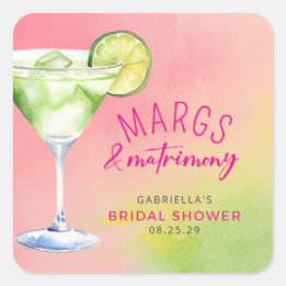 Margs en Matrimony Cocktail Vrijgezellenfeest Vierkante Sticker