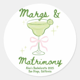 Margs & Huwelijk Bachelorette Custom Ronde Sticker