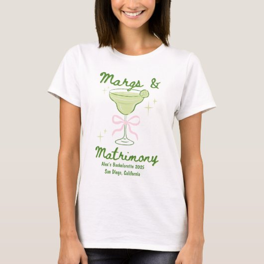 Margs & Huwelijk Bachelorette Custom T-shirt (Voorkant)