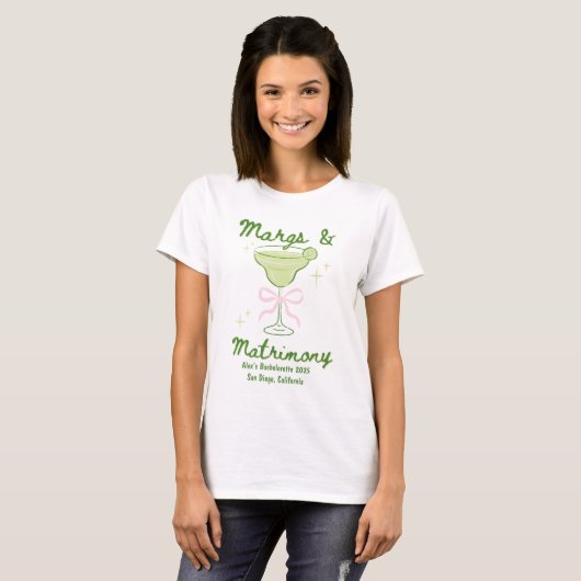 Margs & Huwelijk Bachelorette Custom T-shirt (Voorkant volledig)