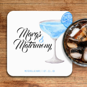 Margs & Huwelijk Blauw Bruidsfeest Kartonnen Onderzetters