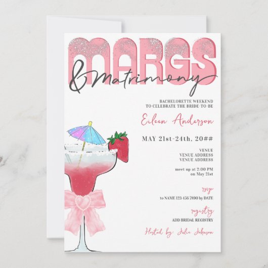 Margs & Huwelijk Coquette Bow Bachelorette Party Kaart (Voorkant)