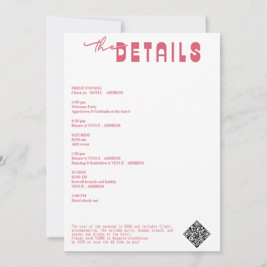 Margs & Huwelijk Coquette Bow Bachelorette Party Kaart (Achterkant)