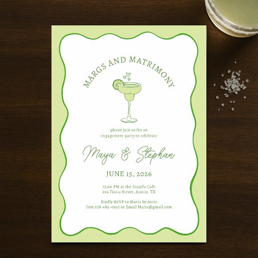 "Margs & Huwelijk" Eenvoudige Chic Engagement Part Kaart