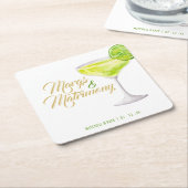 Margs & Huwelijk Groen & Gouden Bruidsborrel Kartonnen Onderzetters (Schuin)