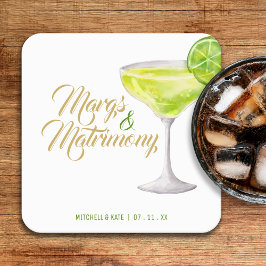 Margs & Huwelijk Groen & Gouden Bruidsdouche Kartonnen Onderzetters