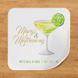 Margs & Huwelijk Groen & Gouden Bruidsdouche Vierkante Sticker