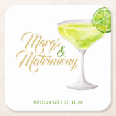 Margs & Huwelijk Groen & Gouden Bruidsmeisjesfeest Kartonnen Onderzetters (Voorkant)