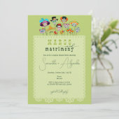 Margs & Huwelijk Halloween Mexicaanse Paar Douche Kaart (Staand voorkant)