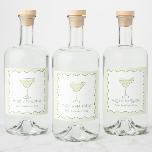 "Margs & Huwelijk" Limoen Bachelorette Tequila Likeurfles Etiket (Flessen)