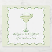 "Margs & Huwelijk" Limoen Bachelorette Tequila Likeurfles Etiket (Enkel label)