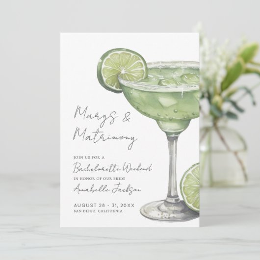 Margs & Huwelijk Margarita Bachelorette Party Kaart (Staand voorkant)