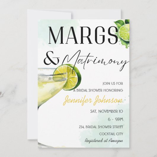 Margs & Huwelijk Margarita Vrijgezellenfeest Kaart (Voorkant)