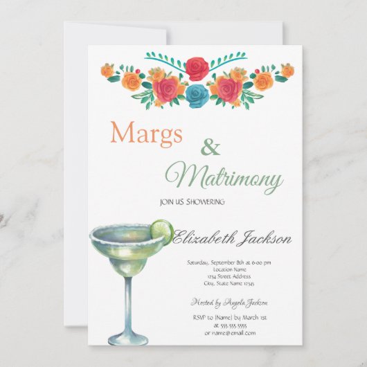 Margs & Huwelijk Margarita Vrijgezellenfeest Kaart (Voorkant)