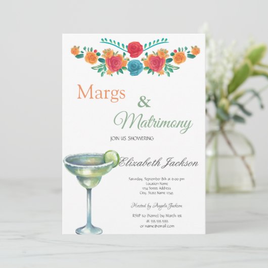 Margs & Huwelijk Margarita Vrijgezellenfeest Kaart (Staand voorkant)