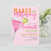 Margs & Huwelijk Margaritas Bachelorette Weekend Kaart (Staand voorkant)