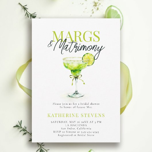 Margs Huwelijk Margaritas Lime Chic Bruidsfeest Kaart