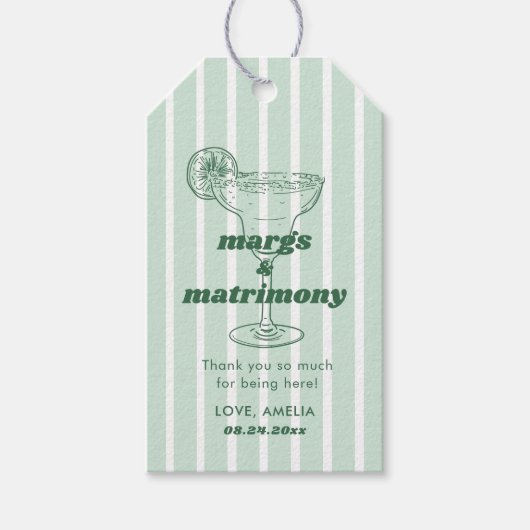 Margs & Huwelijk Retro Bachelorette Bruidsfeest Cadeaulabel (Voorkant)