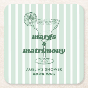 Margs & Huwelijk Retro Bachelorette Bruiloftsfeest Kartonnen Onderzetters