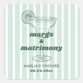 Margs & Huwelijk Retro Bachelorette Bruiloftsuitva Vierkante Sticker