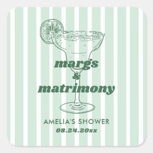 Margs & Huwelijk Retro Bachelorette Bruiloftsuitva Vierkante Sticker