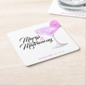 Margs & Huwelijk Roze Bruidsfeest Kartonnen Onderzetters (Schuin)
