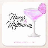 Margs & Huwelijk Roze Bruiloftsfeest Kartonnen Onderzetters (Voorkant)