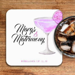 Margs & Huwelijk Roze Bruiloftsfeest Kartonnen Onderzetters
