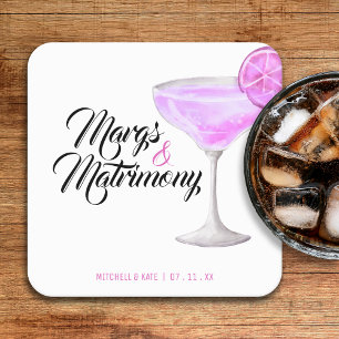 Margs & Huwelijk Roze Bruiloftsfeest Kartonnen Onderzetters