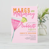 Margs & Huwelijk Roze Margarita Bachelorette Bash Kaart (Staand voorkant)