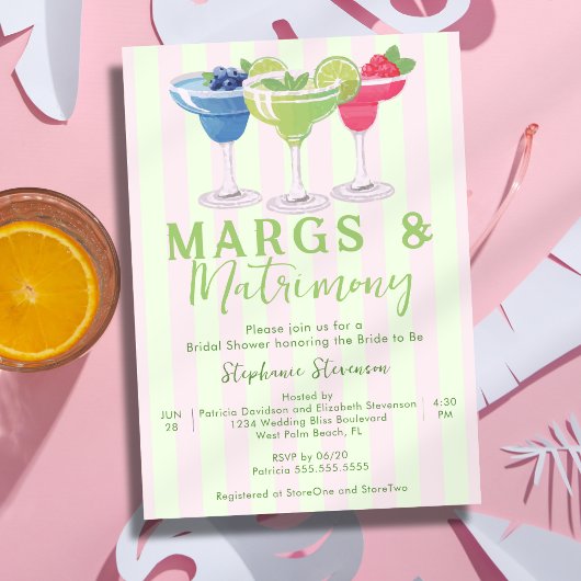 Margs & Huwelijk Roze Mintgroene Bruiloftfeest Kaart
