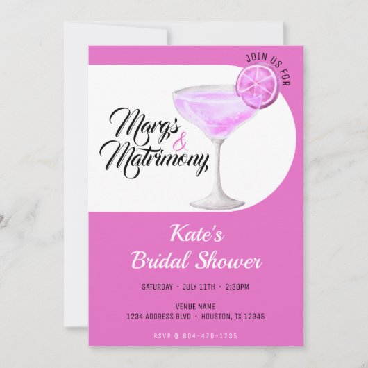 Margs & Huwelijk Roze & Wit Vrijgezellenfeest Kaart (Voorkant)