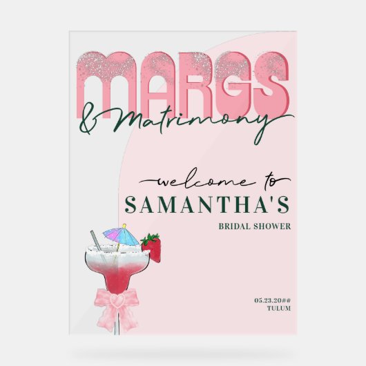 Margs Huwelijk Tequila Bach Bruidsfeest Verwelkomi Acryl Bord (Voorkant)