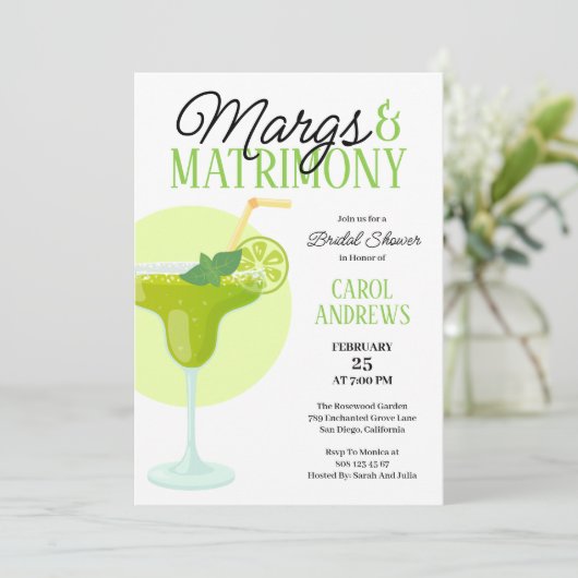 Margs & Huwelijk Tropisch Groen Vrijgezellenfeest Kaart (Staand voorkant)