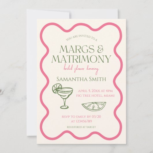 Margs & Huwelijk Vrijgezellenfeest Hand getrokken Kaart (Voorkant)