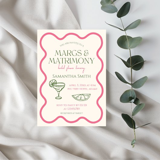 Margs & Huwelijk Vrijgezellenfeest Hand getrokken Kaart