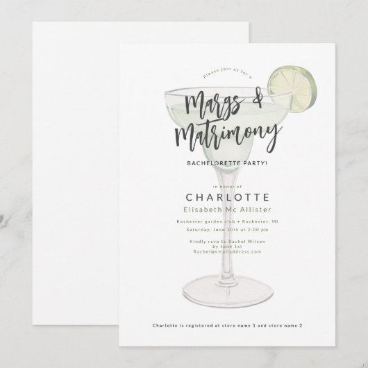 Margs & huwelijk vrijgezellenfeest  kaart (Voorkant / Achterkant)