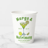Margs & Huwelijkscocktail lime green bachelorette Papieren Bekers (Achterkant)