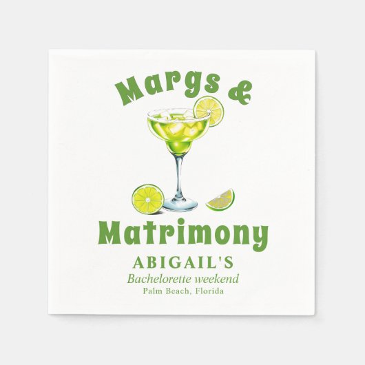 Margs & Huwelijkscocktail lime green bachelorette Servet (Voorkant)