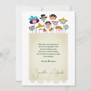 Margs & Huwelijksfeest Mexicaanse Koppels Bruiloft Bedankkaart
