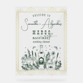 Margs Huwelijksfeest Schedelfeest Koppel Bruisfees Acryl Bord (Voorkant)