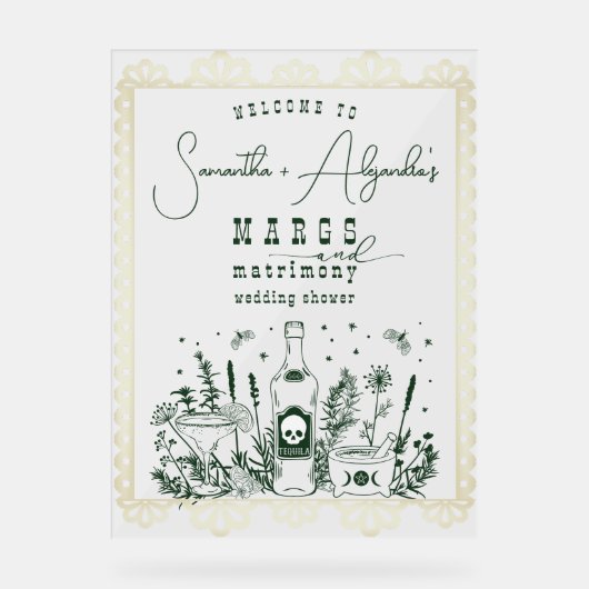 Margs Huwelijksfeest Schedelfeest Koppel Bruisfees Acryl Bord (Voorkant)