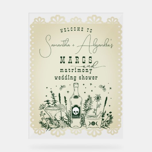 Margs Huwelijksfeest Schedelfeest Koppel Bruisfees Acryl Bord (Voorkant)