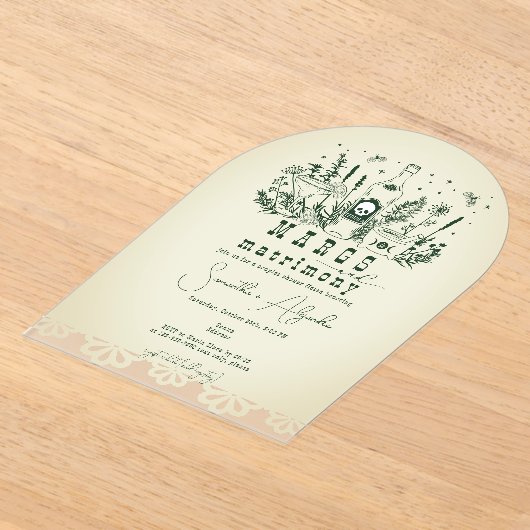 Margs Huwelijksschedel Mexicaanse Fiesta Paar Douc Acryl Uitnodigingen (Laagn)