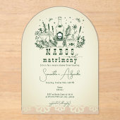 Margs Huwelijksschedel Mexicaanse Fiesta Paar Douc Acryl Uitnodigingen (Voorkant)