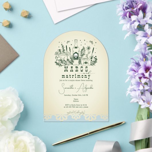 Margs Huwelijksschedel Mexicaanse Fiesta Paar Douc Acryl Uitnodigingen (Insitu (Huwelijk))